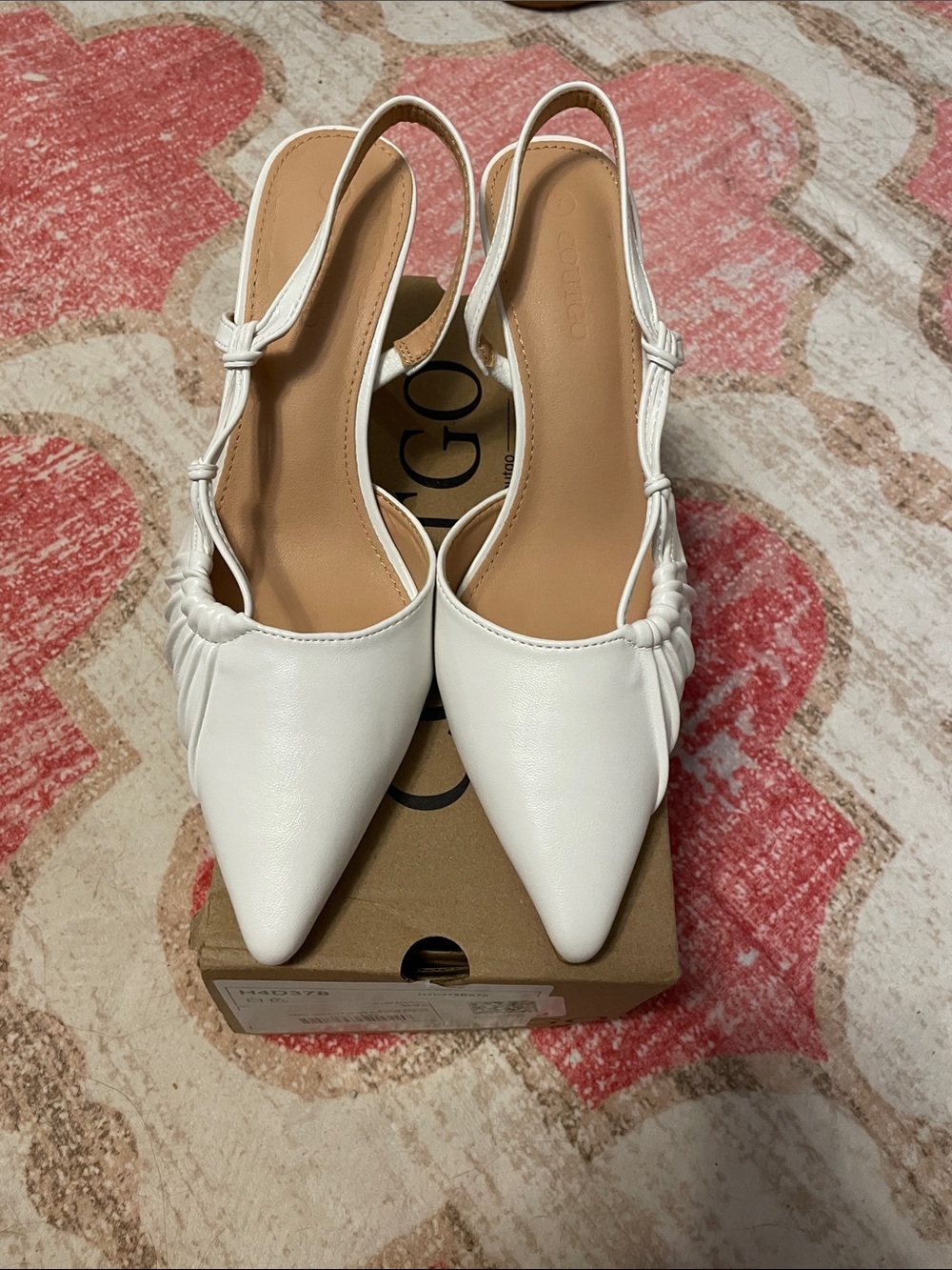 White Pointed Toe Slingback Flats - Women